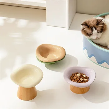 Новая керамическая миска для кошек разъемного типа, креативная поилка для щенков в форме цветка, Миска для кормления домашних животных и поения воды, поилка для домашних животных