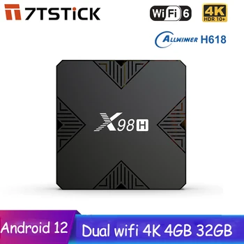 7T STICK X98H Smart TV Box Android 12 Allwinner H618 Четырехъядерный Cortex A53 Поддержка 4K Wifi6 Google Voice Assistant Телеприставка
