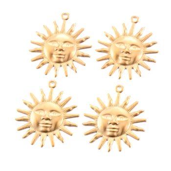 5 шт./лот, позолоченные подвески Sun Sunshine из нержавеющей стали для ожерелья-подвески 