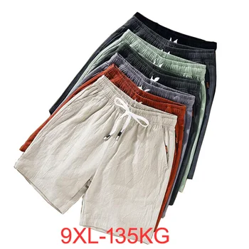 Летние мужские хлопчатобумажные шорты весом 135 кг в китайском стиле, большие размеры 6XL 7XL 8XL 9XL, повседневные мужские домашние шорты-стрейч