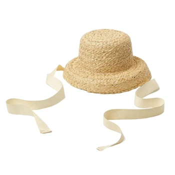 Летняя пляжная шляпа для девочек, солнцезащитная соломенная шапочка, универсальные аксессуары для головы детей