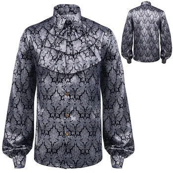 One piece for shipping2023 Новая европейская и американская мужская плиссированная рубашка средневековая одежда стимпанк Викторианская верхняя подкладка
