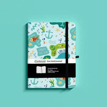 Doodle Sea Bullet Dotted Journal B6, эластичная лента, задний карман, дневник из плотной бумаги, планировщик, 160gsm, блокнот в твердом переплете с сеткой в горошек.