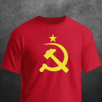 Мужская футболка с советским Серпом и молотом, летняя повседневная футболка с принтом, Короткий Удобный O-образный вырез, Россия