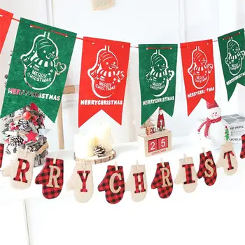 Рождественский баннер Из шерстяного фетра, треугольный флаг, гирлянда, Рождественская елка, Подвесные украшения для украшения дома, принадлежности для новогодних вечеринок
