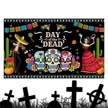 Тематический фон Мексиканского фестиваля Мексиканский День Мертвых Принадлежности для вечеринки Баннер с танцующим черепом Принадлежности для вечеринки на Хэллоуин Украшения