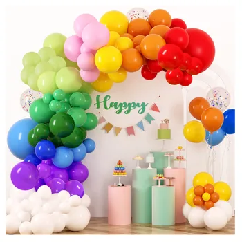 129 шт., набор радужных воздушных шаров, гирлянда, арка, Разноцветные воздушные шары, конфетти, латексные воздушные шары для украшения вечеринки по случаю Дня рождения