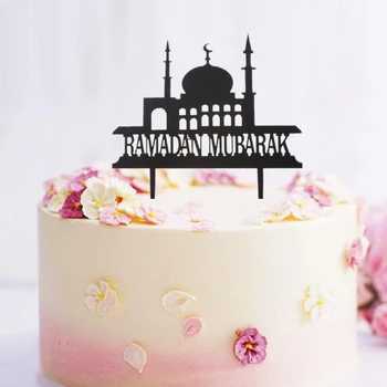 Y1UB Happy Eid Mubarak Ramadan Топпер для свадебного торта Мусульманская исламская вечеринка Декор для кексов
