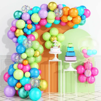 74ШТ Набор арки с гирляндой из радужных шаров Ассорти разноцветных Конфетти из воздушных шаров, украшения для карнавала, цирка, свадьбы, Дня рождения