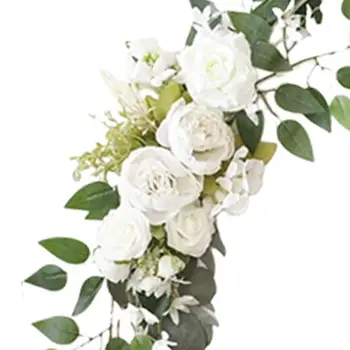 2x Свадебная арка С цветами, Знак приветствия, Декор церемонии, Листья зелени, белый