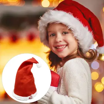 Рождественская шляпа из красного, белого плюша с музыкальными танцевальными качелями, электрическая Рождественская шляпа для взрослых детей, подарок на Новый год