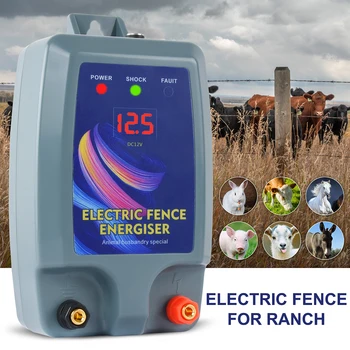 Электрический забор 12 В 10 КМ, высоковольтный импульсный генератор энергии, регулятор диапазона управления птицей для сельскохозяйственных животных, водонепроницаемый инструмент для животноводства