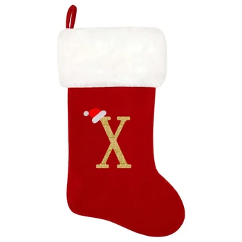 Рождественские носки с орнаментом Веселое Рождественское украшение для дома Noel Navidad Декор для чулок с надписью 
