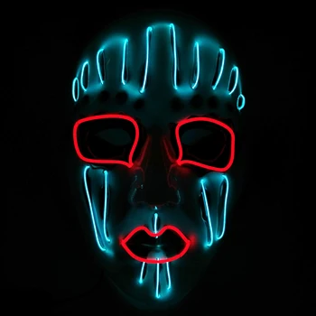 Маска ужаса на Хэллоуин с подсветкой, неоновая светодиодная маска для косплея Slipknot Для украшения карнавала, светящаяся маска для вечеринки, реквизит