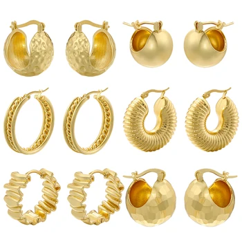 ZHUKOU Женские маленькие серьги-кольца в форме шара, Гладкие женские Круглые серьги-кольца, Латунные серьги, Ювелирные изделия оптом VE1041