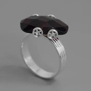 Оригинальные автомобильные кольца Tesla с натуральным янтарем для женщин, серебряные кольца на палец из стерлингового серебра 925 пробы, ювелирные изделия для вечеринок