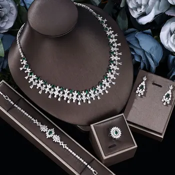 Аксессуары набор из 4 предметов, потрясающее на ощупь женское ожерелье, серьги, кольцо, браслет, изысканный ювелирный набор ручной работы