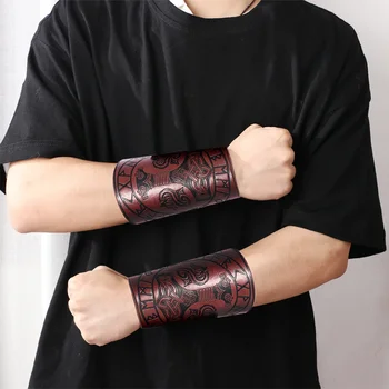 Винтажные Кожаные браслеты в стиле панк для мужчин, кожаные украшения в стиле ретро, Myth Thunder Hammer Rock, браслеты из воловьей кожи, подарки