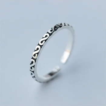 MloveAcc, Серебро 925 Пробы, Открытые кольца с буквенным узором S для Женщин, Винтажные ювелирные Аксессуары