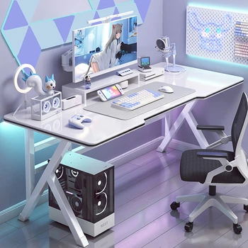 Настольный компьютерный стол в скандинавском стиле, изготовленный человеком, Офисная мебель, игровой стол в спальне, Простой Индивидуальный бытовой Белый стол для геймеров