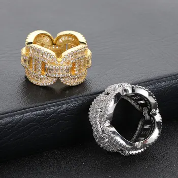 Прямоугольники в стиле хип-хоп Рэппера, кубинское кольцо с кубинским цирконием, роскошные украшения с микро-прокладкой Для женщин, Бесплатная доставка