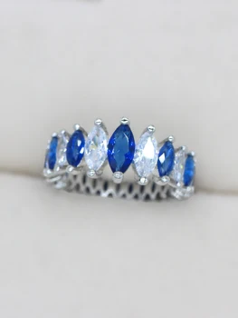 YaYI Jewelry Blue Gem Создан из синего хрусталя серебряного цвета, обручальное кольцо с кристаллом на палец, брендовые ювелирные изделия для женщин