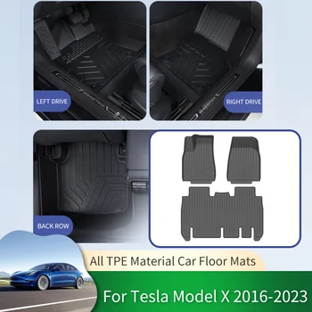 для Tesla Model X 2016 ~ 2023 2022 Автомобильные Водонепроницаемые Нескользящие Коврики Для Пола С Полным Объемным Защитным Вкладышем, Подушечки Для Ног, Аксессуары Для Ковров