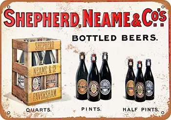 Металлическая вывеска - бутылочное пиво Shepherd Neame 1923 года выпуска - винтажный вид