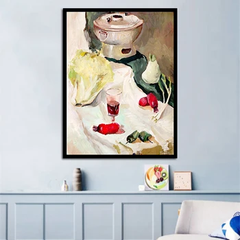 Абстрактная картина маслом, горячая еда в горшочке, настенное искусство в скандинавском стиле, печать на холсте, картина для современной гостиной