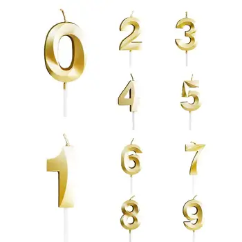 Золотые свечи с цифрами На торте С Днем Рождения Цифровые Свечи Бездымные Десертные свечи с золотыми цифрами для запекания