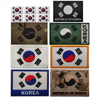 3D ПВХ Нашивка с флагами Кореи, Значок Морального духа, Вышивка флага Республики Корея, Нарукавная повязка, аппликация на тактический рюкзак, нашивка для одежды