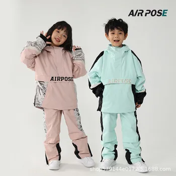 Детские лыжные костюмы AIRPOSE Для мальчиков и девочек, Спортивные костюмы на открытом воздухе, Утолщенные Теплые комплекты одежды для сноуборда, Водонепроницаемые Лыжные костюмы с защитой от холода