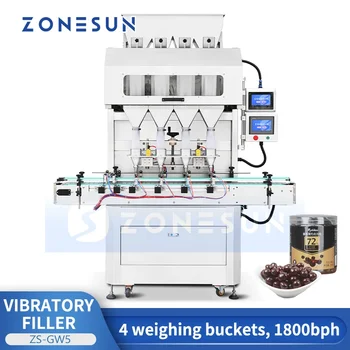 Вибрационный весовой наполнитель ZONESUN, Автоматическая машина для розлива частиц, Оборудование для упаковки гранул, Орехов, семян, упаковка ZS-GW5