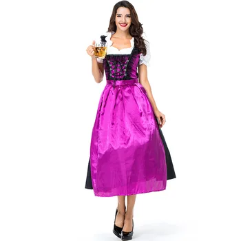 Женское длинное платье Oktoberfest Dirndl, традиционный костюм Баварской пивной вечеринки, Маскарадный костюм пивной горничной на Хэллоуин