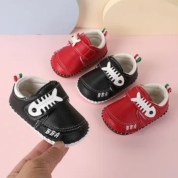 Детская обувь для прогулок для мальчиков и девочек в возрасте от 0 до 1 года, весенне-осенняя кожаная обувь на мягкой подошве, обувь для малышей