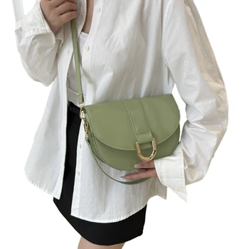 Модная сумка на одно плечо, простая кожаная сумка-тоут для пассажиров, женская полукруглая сумка, винтажные сумки через плечо, кошелек 517D