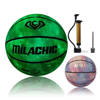 Голографический Баскетбольный Мяч Светящийся Светоотражающий Мяч Размер 7 Крытый Открытый Уличный Композитный Из Искусственной Кожи Баскетбольные Мячи Для Мальчиков