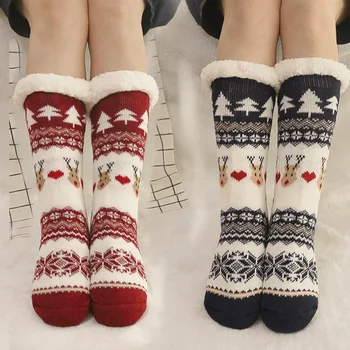 Трансграничные Рождественские носки для пола, домашние тапочки для сна для взрослых, чехлы для ног, нескользящие женские носки для домашнего ковра