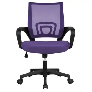 Офисный стул Smile Mart с регулируемой сеткой в середине спинки, поворотный, с подлокотниками, фиолетовый