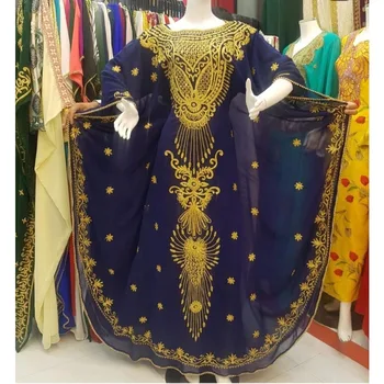 Темно-синие кафтаны из Дубая, Арабского Марокко, платье Абая Фараша, Красивое Длинное платье, Модные тенденции