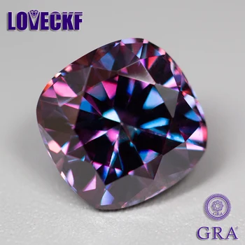 Новый Королевский фиолетовый камень муассанит квадратной огранки Проходит алмазный тестер с отчетом GRA