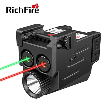 Зеленый / красный лазерный прицел Richfire, светодиодный фонарик, комбинированный фонарь для длинного пистолета, Компактный пистолетный фонарь, перезаряжаемый оружейный фонарь для пистолетов