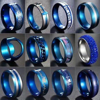 MeMolissa 6/8 мм Синее кольцо из нержавеющей стали в минималистичном стиле для мужчин и женщин, Кольца на годовщину свадьбы, Лучший ювелирный подарок