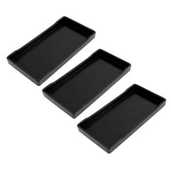 3-Кратный пластиковый прямоугольный поднос для ланча черного цвета