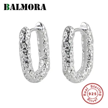 Серьги-кольца BALMORA из стерлингового серебра 925 пробы с геометрическим U-образным кругом для женщин, Элегантные темпераментные серьги для девочек, висячие украшения на каждый день