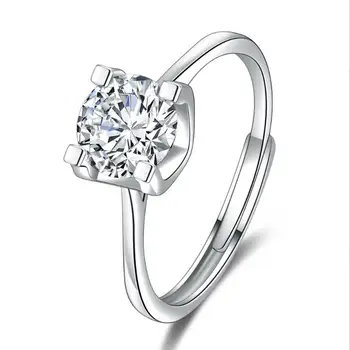 Обручальные кольца с настоящим муассанитом Для женщин, 1 карат, 2 карата, Круглое кольцо с бриллиантами, обручальное кольцо из стерлингового серебра, ювелирные изделия Promise