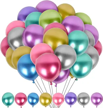 50 ШТ. 10-дюймовых металлических латексных шаров, набор разноцветных декоративных воздушных шаров для дня рождения, свадьбы, Рождественской вечеринки