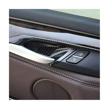 4ШТ Внутренняя дверная ручка автомобиля, накладка чаши для BMW X5 F15 X6 F16 2014-2018 Рамка панели подлокотника, Декоративная наклейка из карбона