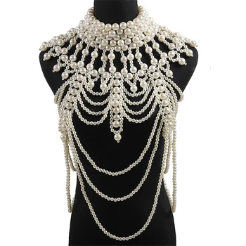 Жемчужная цепочка для тела, ожерелье на плечо, ювелирные изделия, украшение для женской костюмированной вечеринки