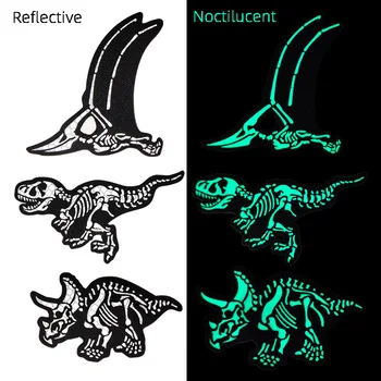 Нашивка на ткань с инфракрасным отражением Тираннозавр Рекс, Трицератопс, Светящийся значок, рюкзак с птерозавром, тактические наклейки